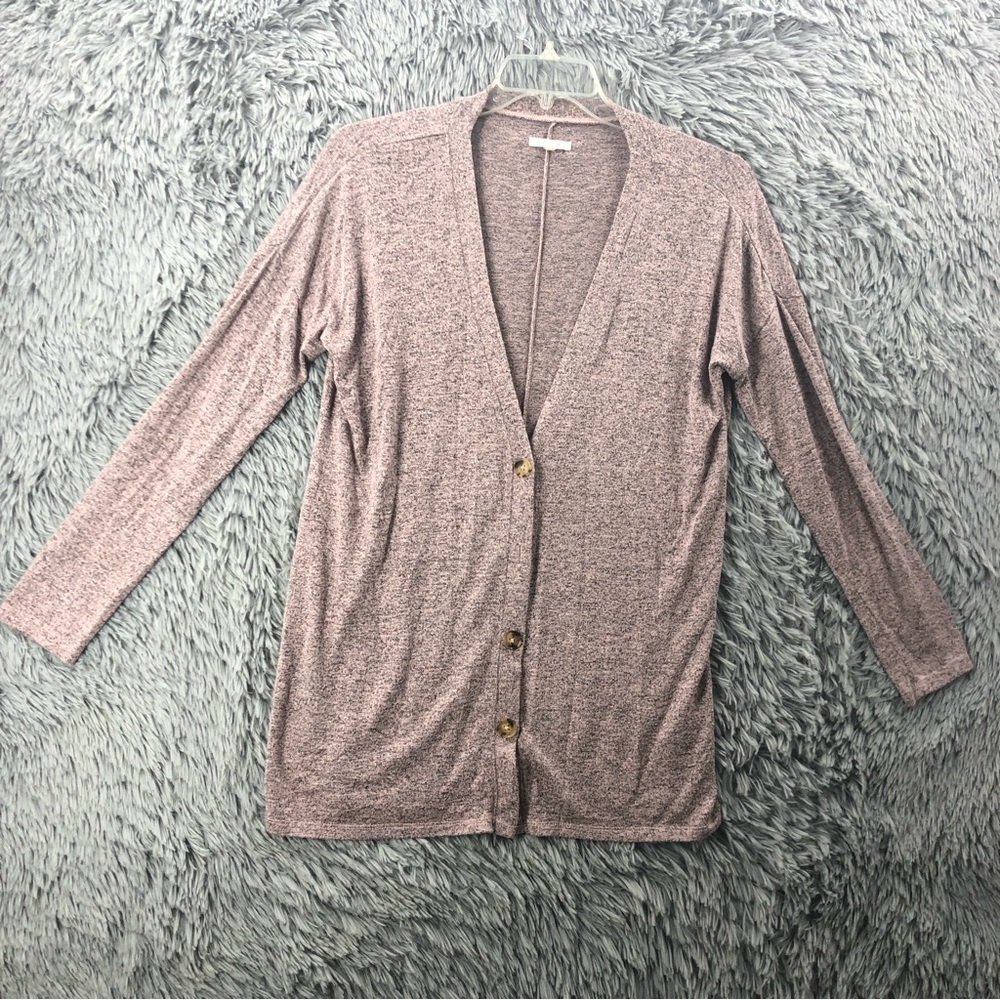 Maurices Cardigan Womens Small Heathered Pink Gray Button Up Vneck Soft